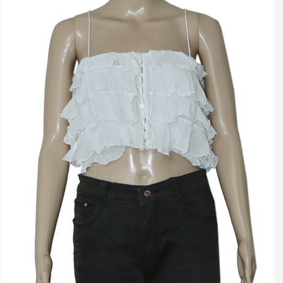 Free People Fauna Tank Fp One Ruffle Buttondown Tiered Top New XS - Picture 4 of 7